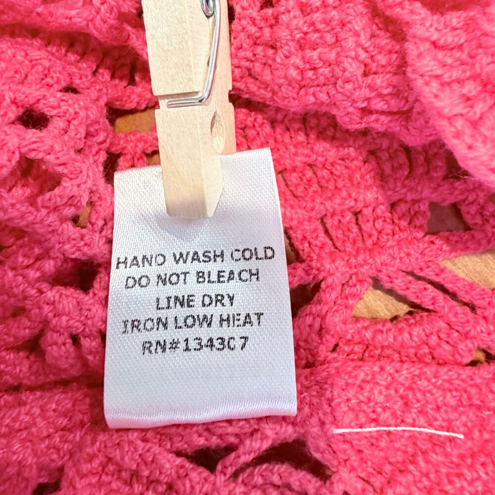 Lumiere Pink Crochet Tank Top Scalloped Open Knit Boho Large NWT - Picture 8 of 12